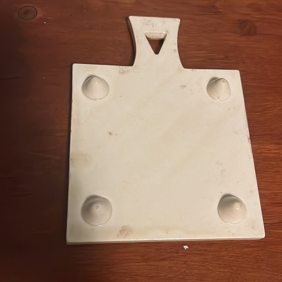 Vintage Art Pottery Owl Footed Trivet 1970s Decor Kitchen Mod Green Blue 5.5x7.5 - Picture 3 of 5